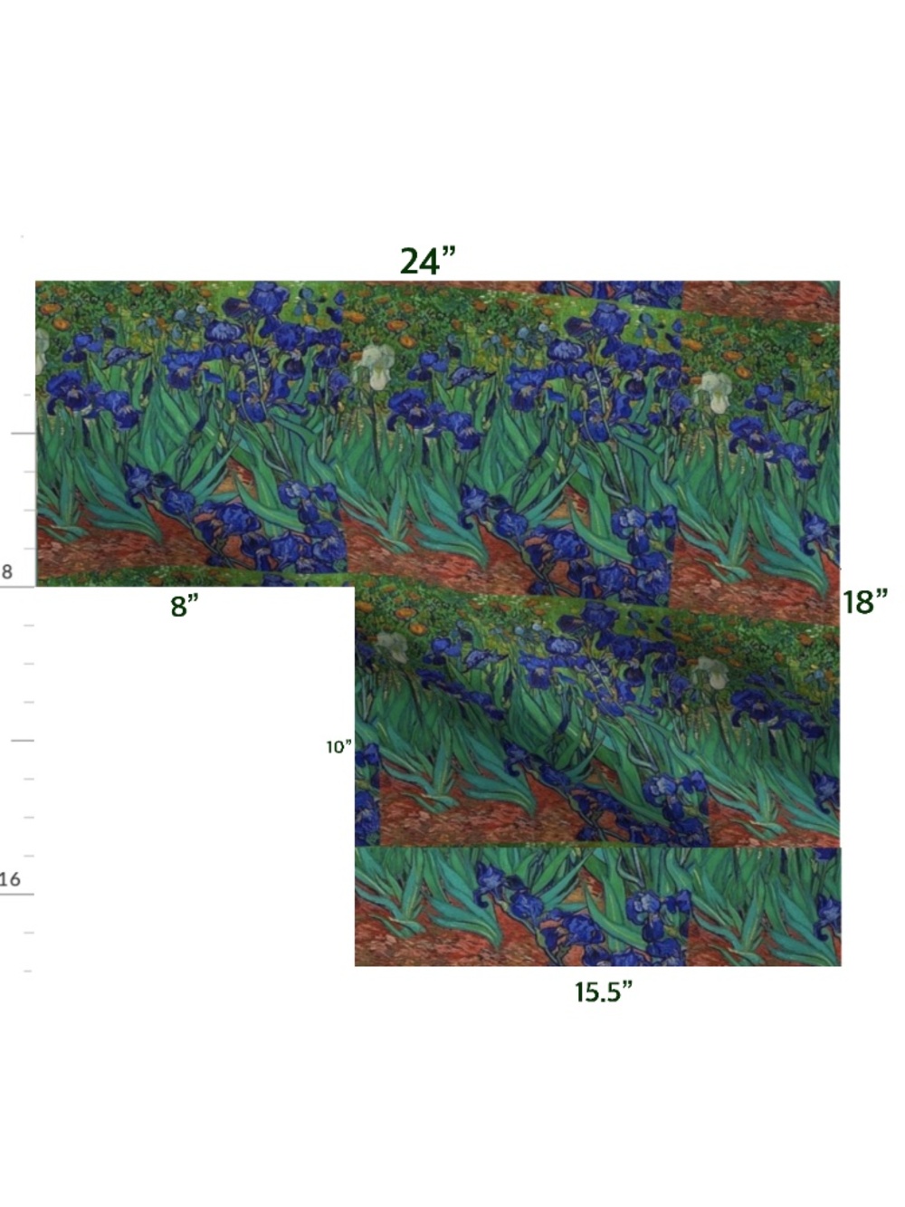 Van Gogh “Irises” Cotton Fabric - Almost a Fat Quarter - Remnant